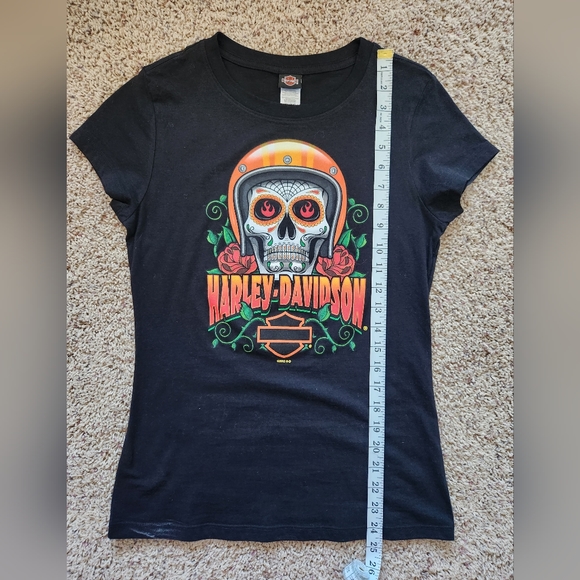 Harley Davidson women's short sleeved shirt Kansas City skull - Picture 6 of 7